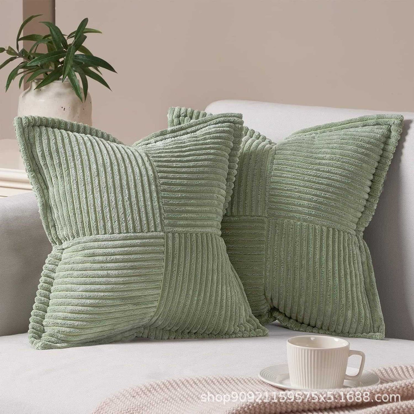 Corduroy Pillow Covers Super Soft Boho Striped Pillow Covers Broadside Decorative Textured Christmas Throw Pillows For Couch Cushion Livingroom