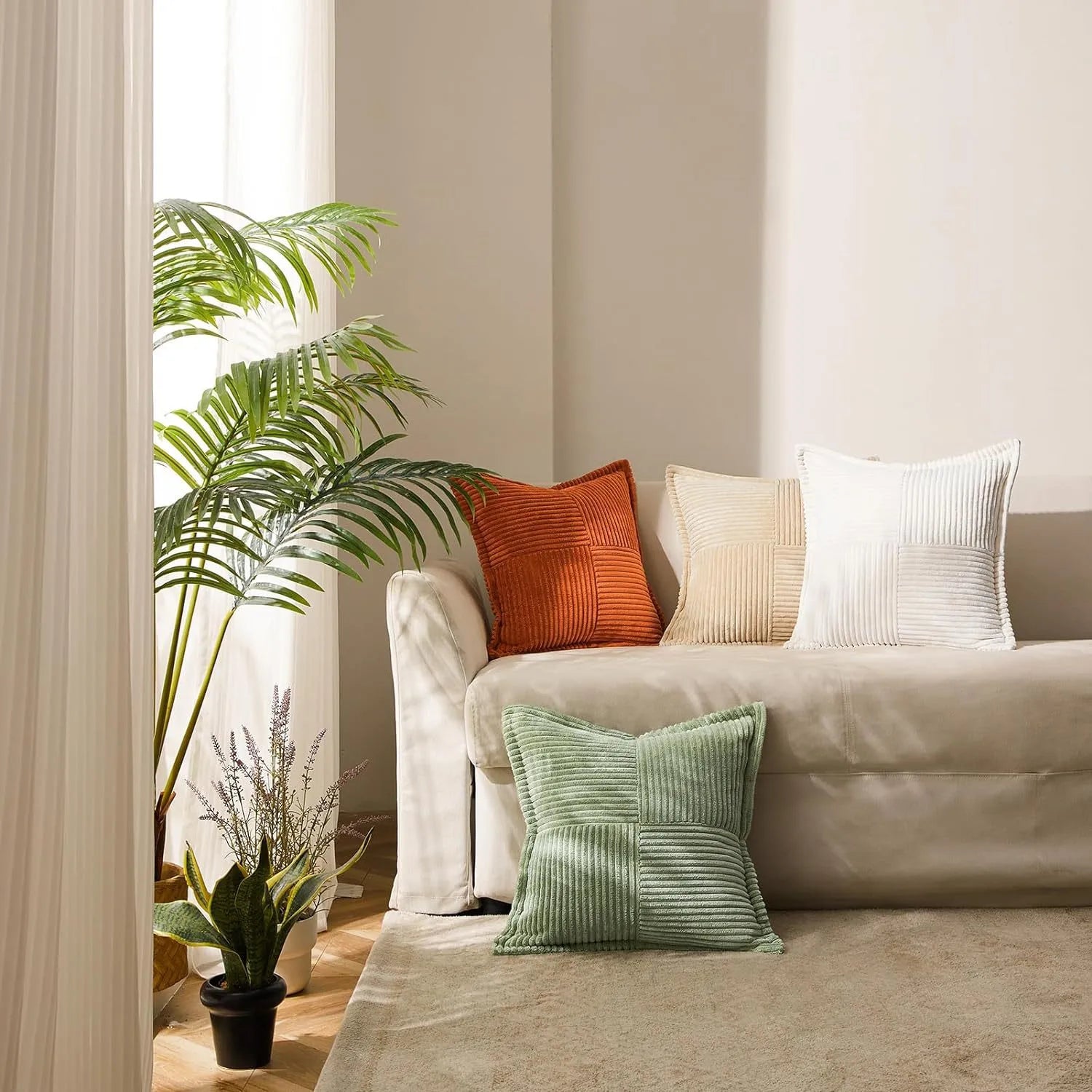 Corduroy Pillow Covers Super Soft Boho Striped Pillow Covers Broadside Decorative Textured Christmas Throw Pillows For Couch Cushion Livingroom