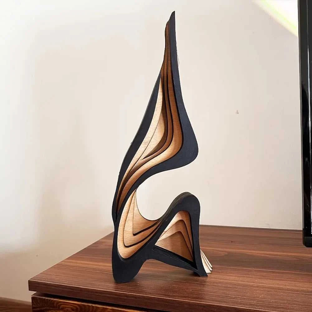 Crista Abstract Wooden Sculpture - Minimalist Desktop Decor 14:200006151#30cm Decorative Sculpture