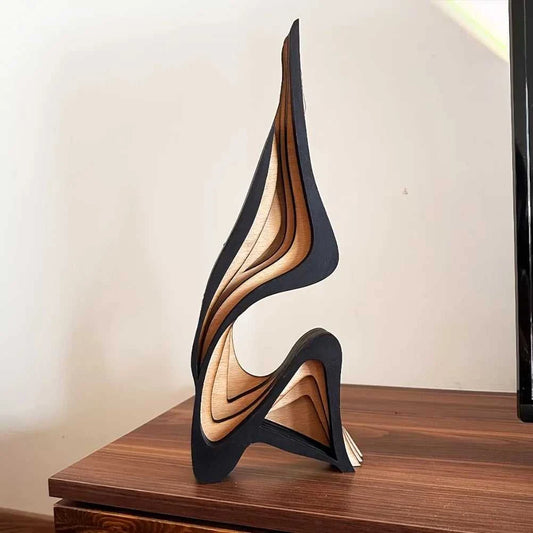 Crista Abstract Wooden Sculpture - Minimalist Desktop Decor 14:200006151#30cm Decorative Sculpture
