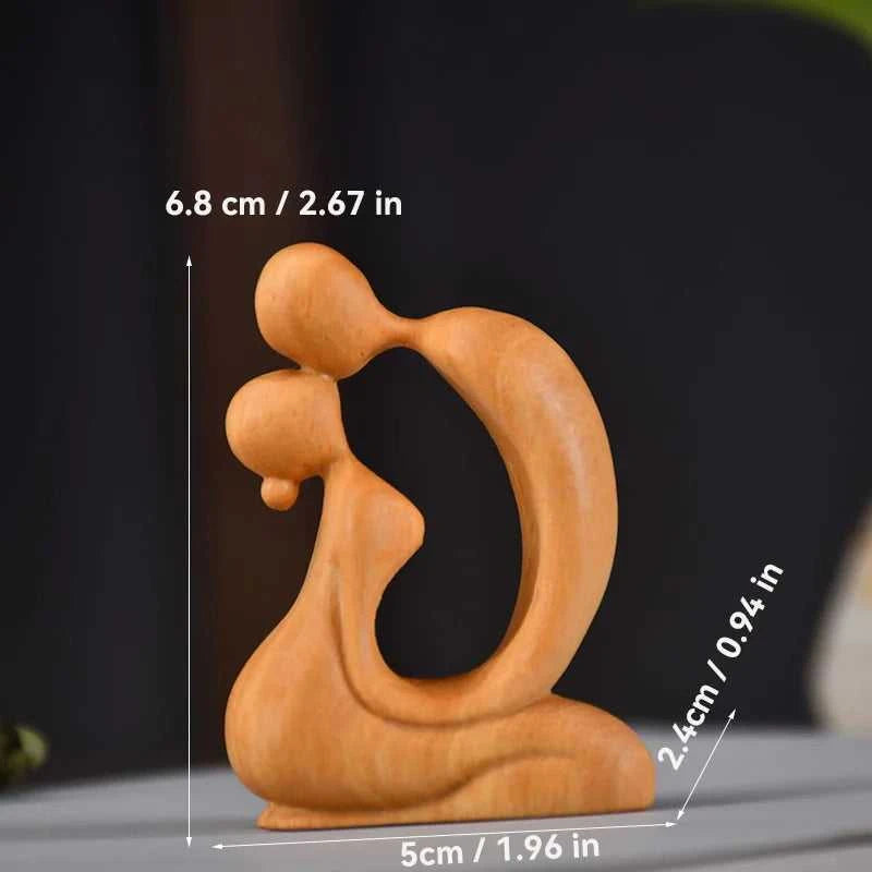 Cuddie Wood Carving Love Kiss Sculpture - Abstract Couple Figurine Gift 14:200006153#1 Decorative Sculpture