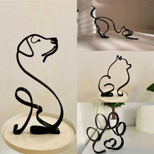 Dier Abstract Metal Dog Sculpture - Minimalist Iron Figurine for Desk & Home Decor 14:200006152#A01 Decorative Sculpture