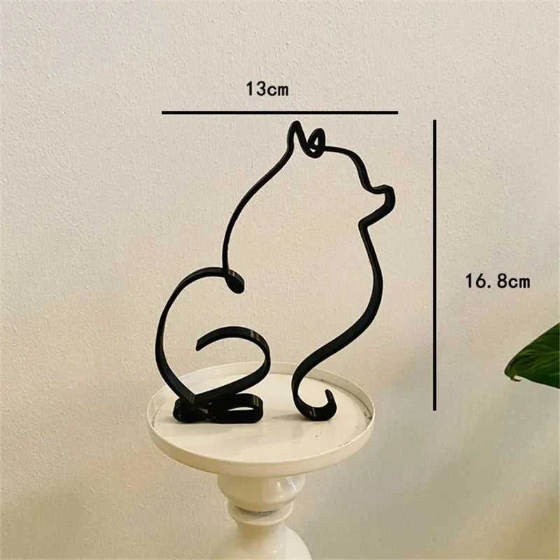 Dier Abstract Metal Dog Sculpture - Minimalist Iron Figurine for Desk & Home Decor 14:200006152#A01 Decorative Sculpture
