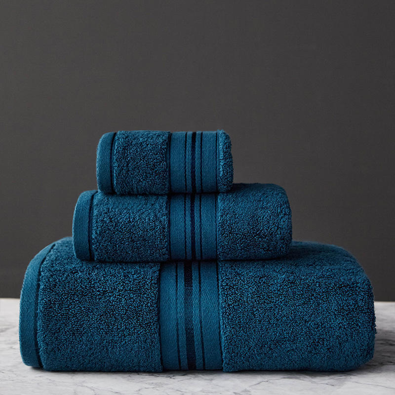 Mimar 3 Piece Cotton Bath Towel Set in Blue – Essina