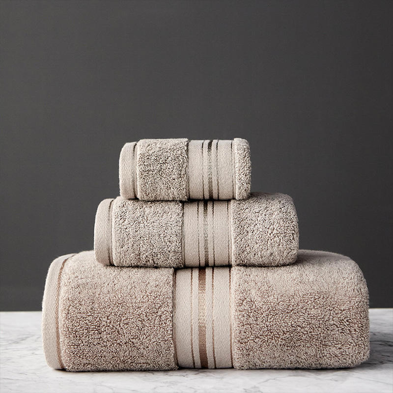 Mimar 3 Piece Cotton Bath Towel Set in Brown – Essina