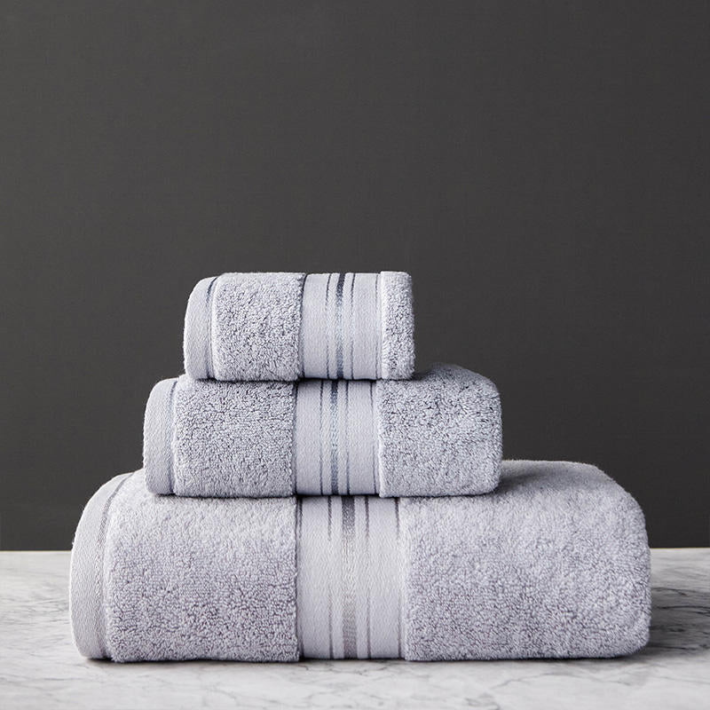 Mimar 3 Piece Cotton Bath Towel Set in Light Grey – Essina
