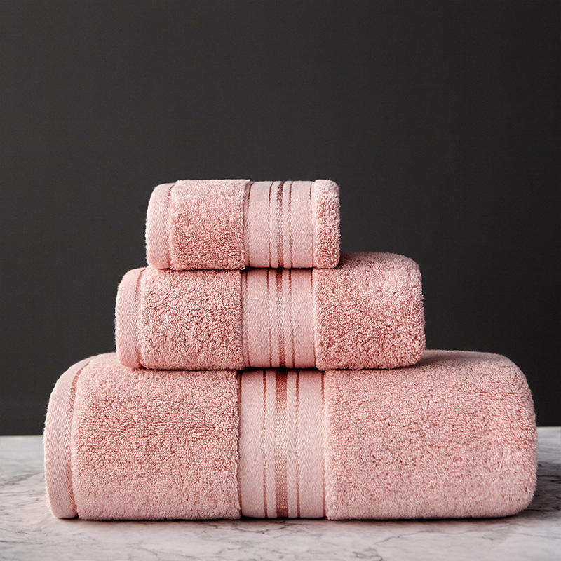 Mimar 3 Piece Cotton Bath Towel Set in Pink – Essina