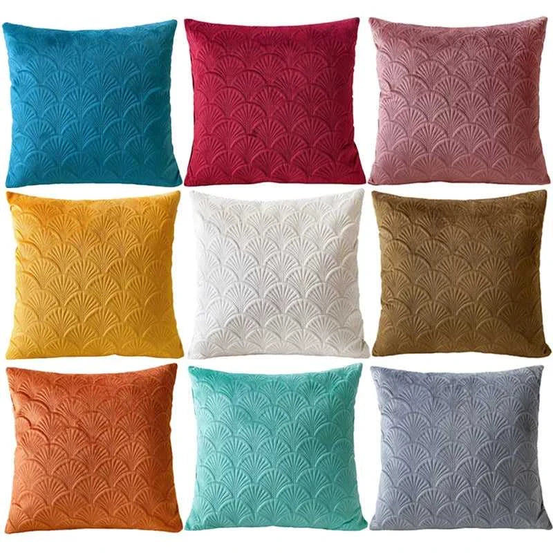 Fann Velvet Cushion Cover - Shell Pattern Double Sided Pillowcase 14:193#Dark Blue;5:4#45x45cm Cushion Covers