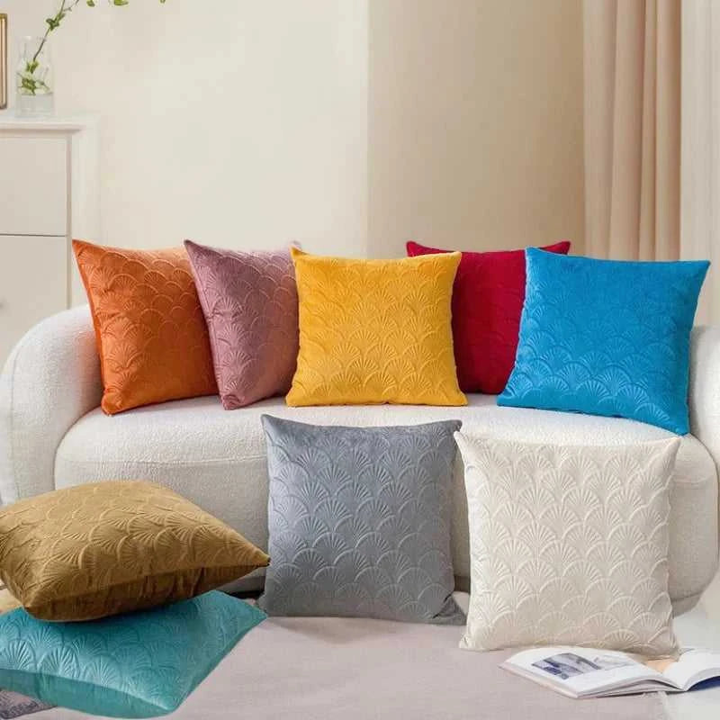 Fann Velvet Cushion Cover - Shell Pattern Double Sided Pillowcase 14:193#Dark Blue;5:4#45x45cm Cushion Covers