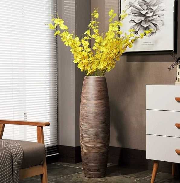 Floro ceramic floor vase with dried flower arrangement for home decor