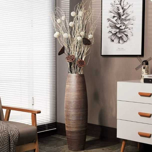 Floro tall ceramic floor vase with dried pampas grass home decoration