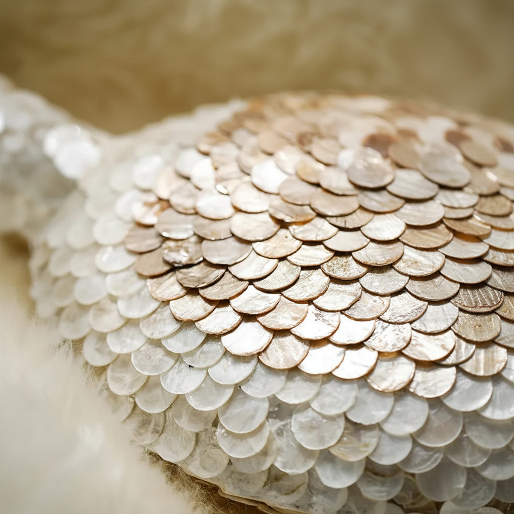 French Luxury Vase Maccy — gold shell detail closeup, artisan handmade finish
