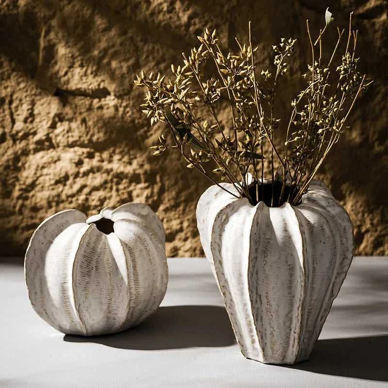 Gemma Geometric Ceramic Bud Vase - Boho Dried Flower Vase for Home Decor 14:29#A Vases
