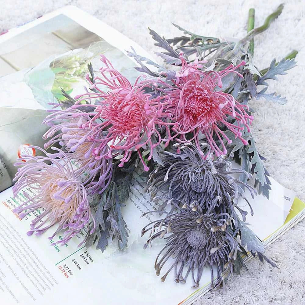 Fluff Artificial Pincushion Flowers - Crab Claw Branch for Wedding & Home Decor 14:1052 Pink Artificial Flowers