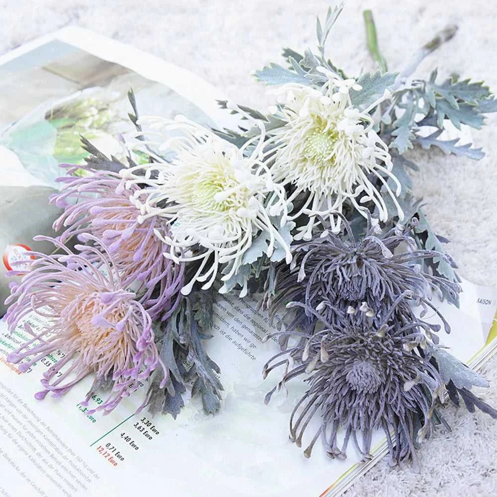 Fluff Artificial Pincushion Flowers - Crab Claw Branch for Wedding & Home Decor 14:1052 Pink Artificial Flowers