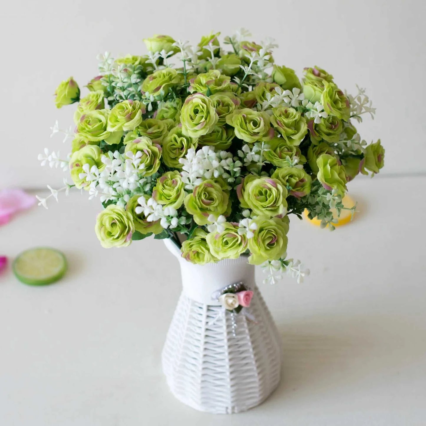 Vallie Artificial Mini Rose Bouquet - 15 Heads for Home, Office & Wedding Decor 14:202135822 L/Pink Artificial Flowers