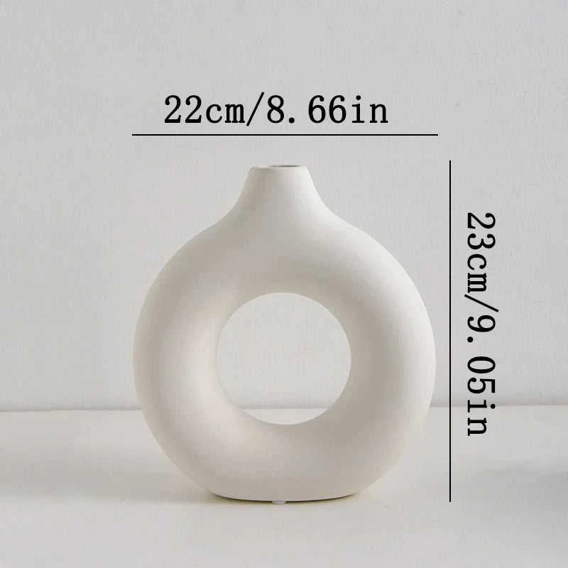 Havana Nordic Plastic Vase - Ceramic-Style Hollow Flower Bottle 14:366#Black Small;200007763:201336100 vase