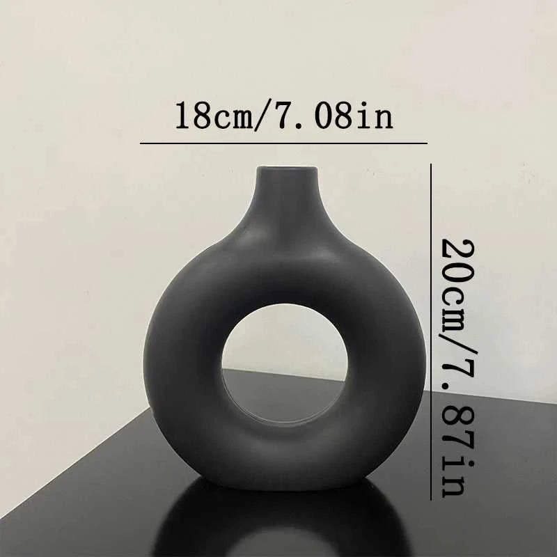 Havana Nordic Plastic Vase - Ceramic-Style Hollow Flower Bottle 14:366#Black Small;200007763:201336100 vase