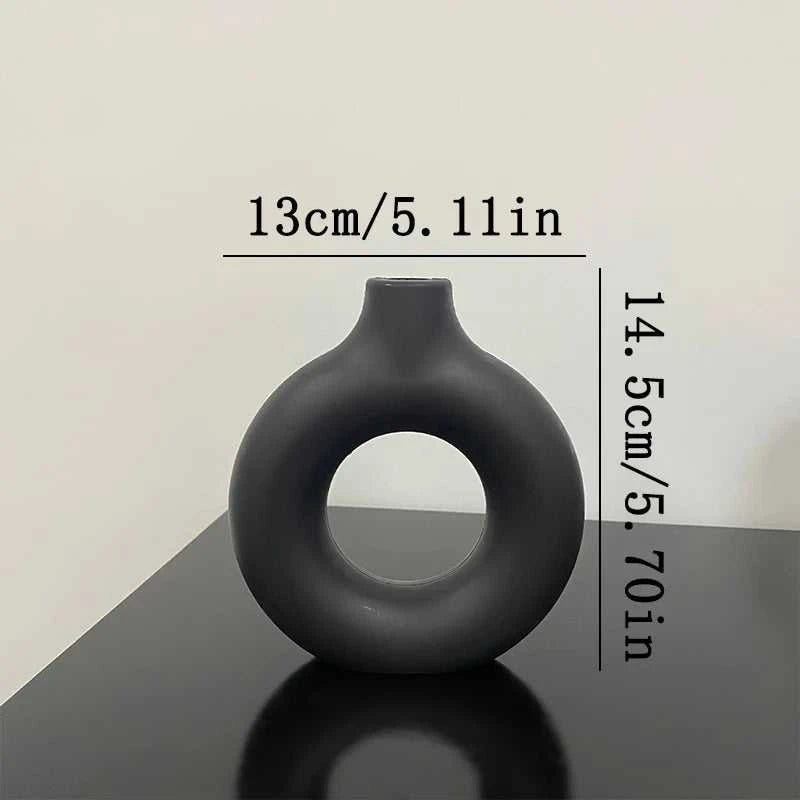Havana Nordic Plastic Vase - Ceramic-Style Hollow Flower Bottle 14:366#Black Small;200007763:201336100 vase