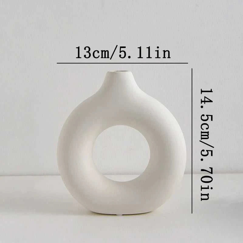Havana Nordic Plastic Vase - Ceramic-Style Hollow Flower Bottle 14:366#Black Small;200007763:201336100 vase