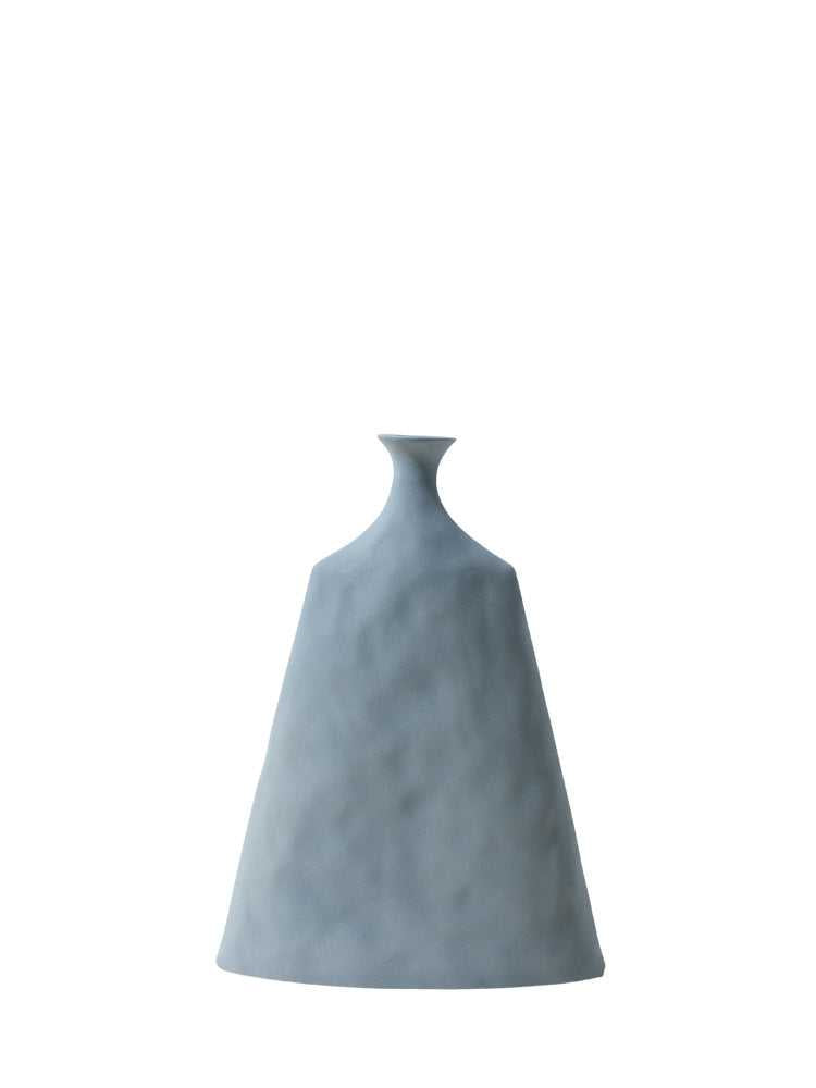 Hecho blue wide cone ceramic vase – handmade matte decorative ceramic vase for modern interiors