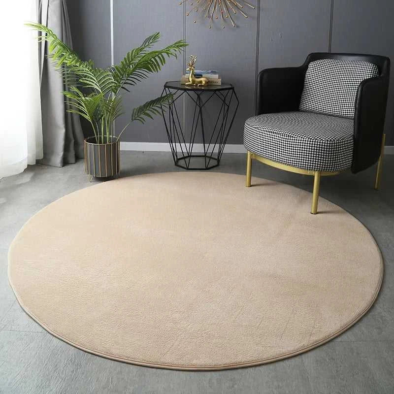 Hexie Round Coral Velvet Carpet - Thickened Soft Bedroom Rug 14:200002984#Coffee;5:89454522#60x60cm Rugs