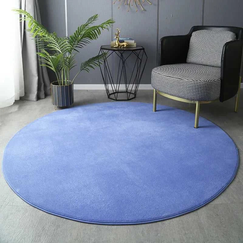 Hexie Round Coral Velvet Carpet - Thickened Soft Bedroom Rug 14:200002984#Coffee;5:89454522#60x60cm Rugs