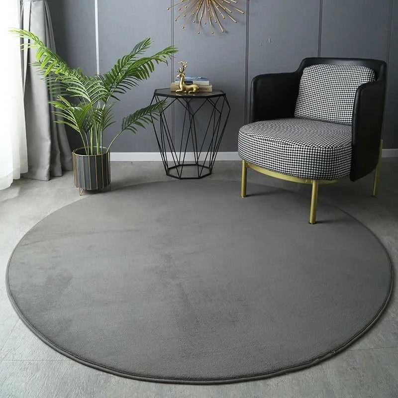 Hexie Round Coral Velvet Carpet - Thickened Soft Bedroom Rug 14:200002984#Coffee;5:89454522#60x60cm Rugs