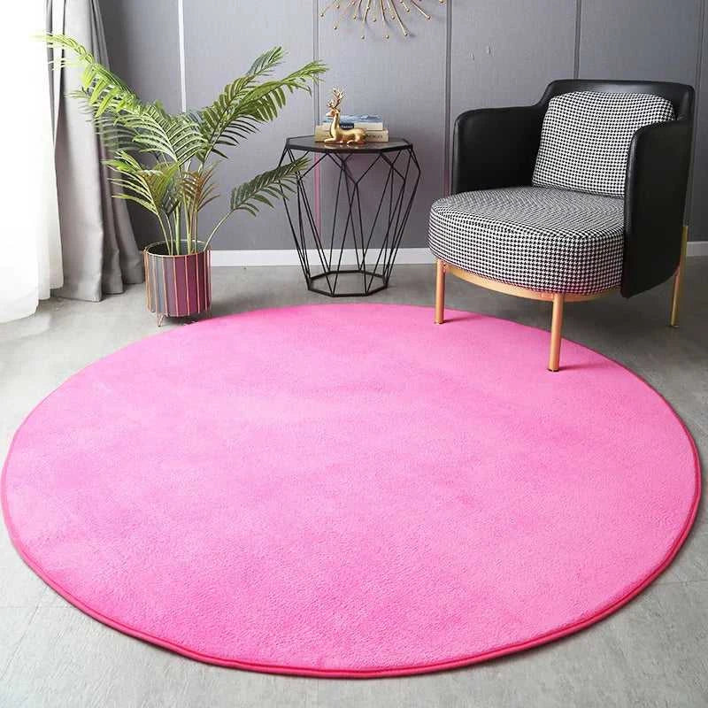 Hexie Round Coral Velvet Carpet - Thickened Soft Bedroom Rug 14:200002984#Coffee;5:89454522#60x60cm Rugs