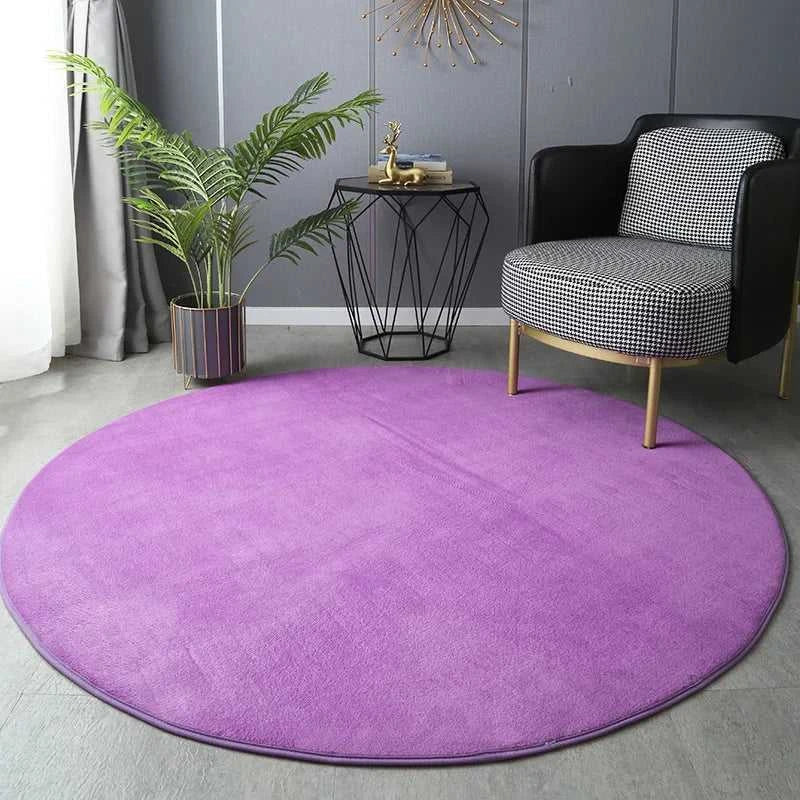 Hexie Round Coral Velvet Carpet - Thickened Soft Bedroom Rug 14:200002984#Coffee;5:89454522#60x60cm Rugs