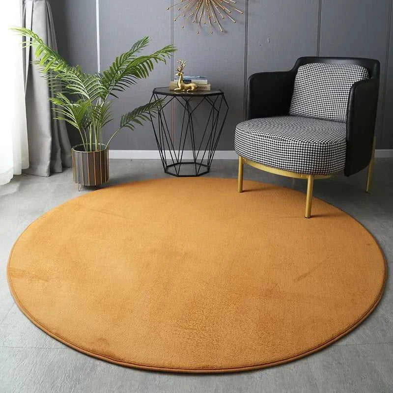 Hexie Round Coral Velvet Carpet - Thickened Soft Bedroom Rug 14:200002984#Coffee;5:89454522#60x60cm Rugs