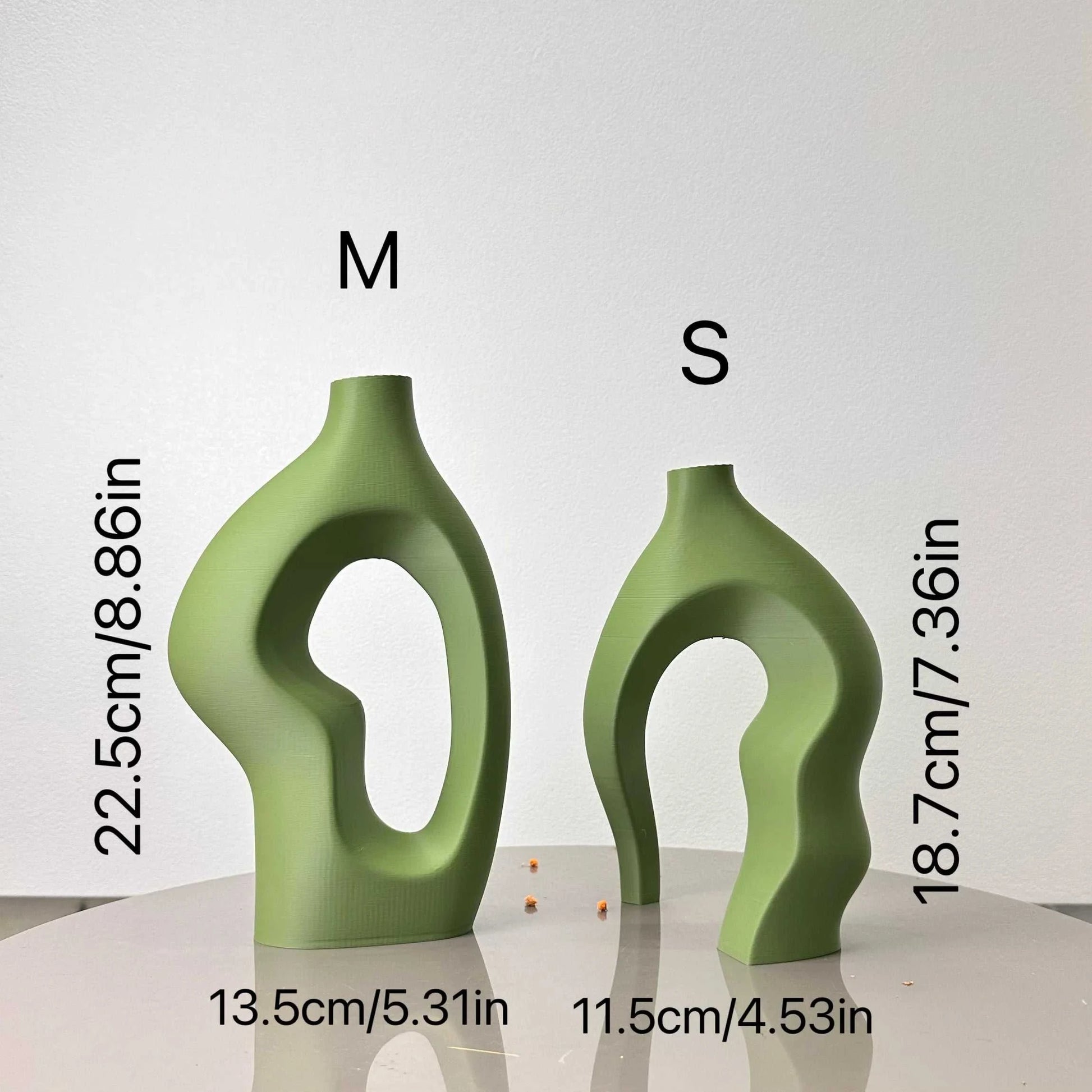 Hilly Plastic Twisty Artistic Vases Set of 2 - Modern Dried Flower Decor 14:200004889#Matcha green vase