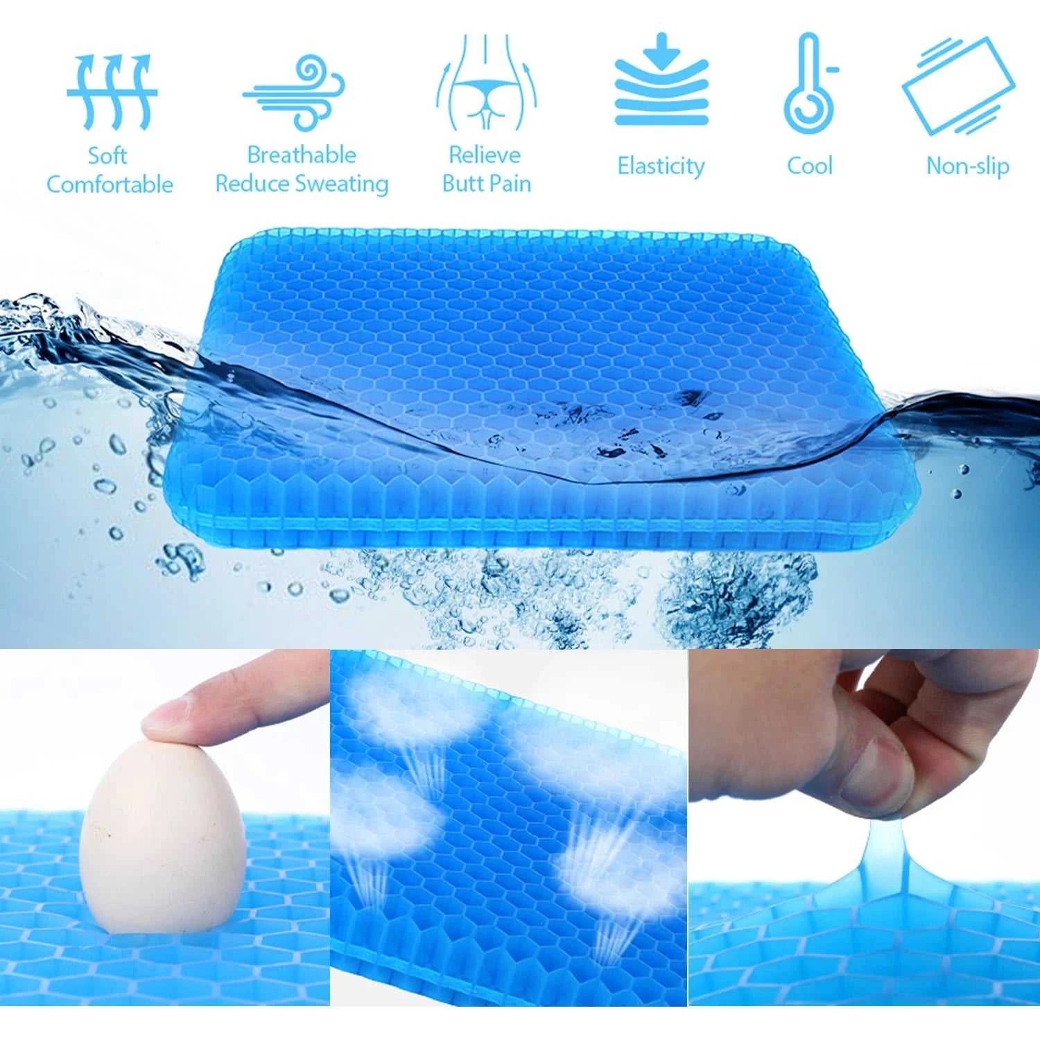 New honeycomb seat cushion, highly elastic, non-collapsible, breathable and cool, suitable for automobiles, offices outdoor use 14:173 comfort essentials