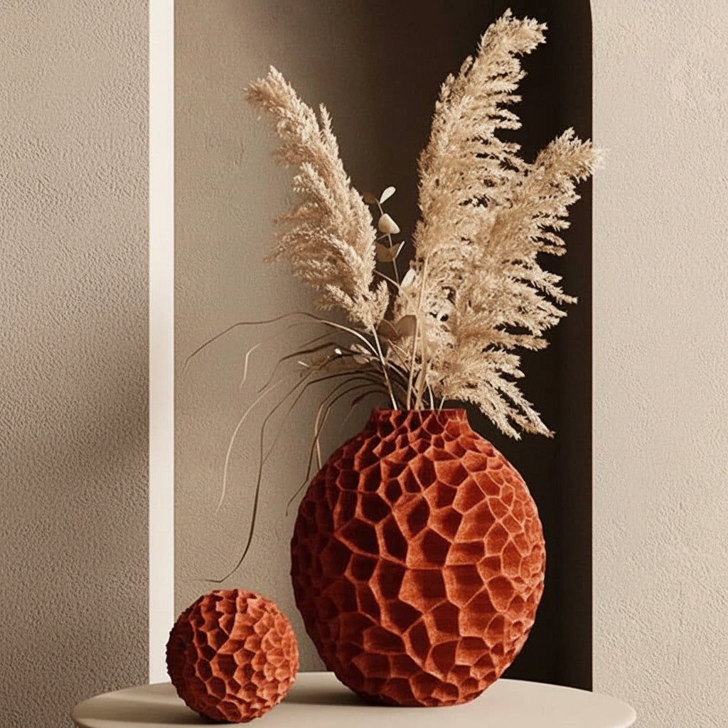 Honeycomb Texture Creative Vase Desk Decoration Artificial Flower Decorative Flower Arrangement Floral Vase Room Aesthetic Decor 14:29#Orange-S vase