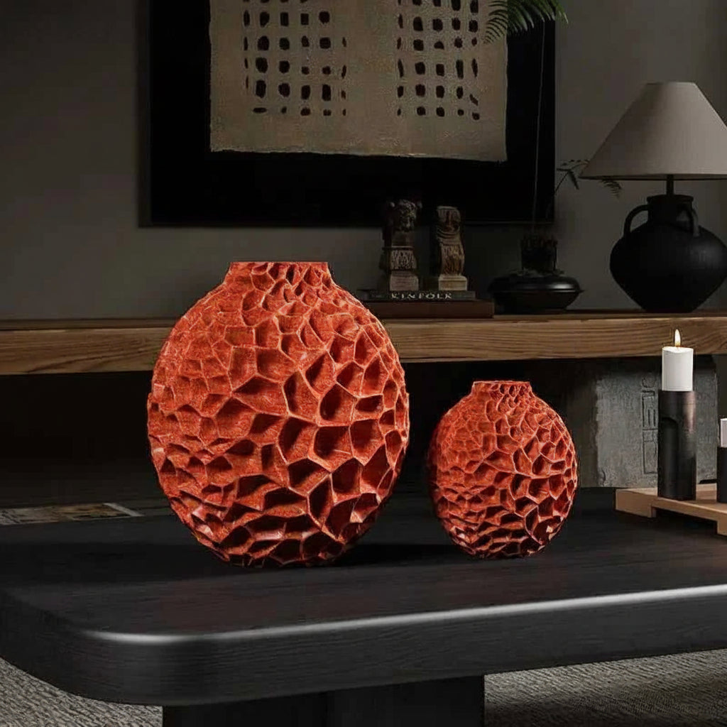 Honeycomb Texture Creative Vase Desk Decoration Artificial Flower Decorative Flower Arrangement Floral Vase Room Aesthetic Decor 14:29#Orange-S vase