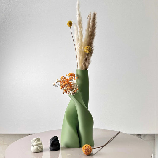 Huggie Plastic Double Vase Set of 2 - Creative Dried Flower Decor 14:193#black vase