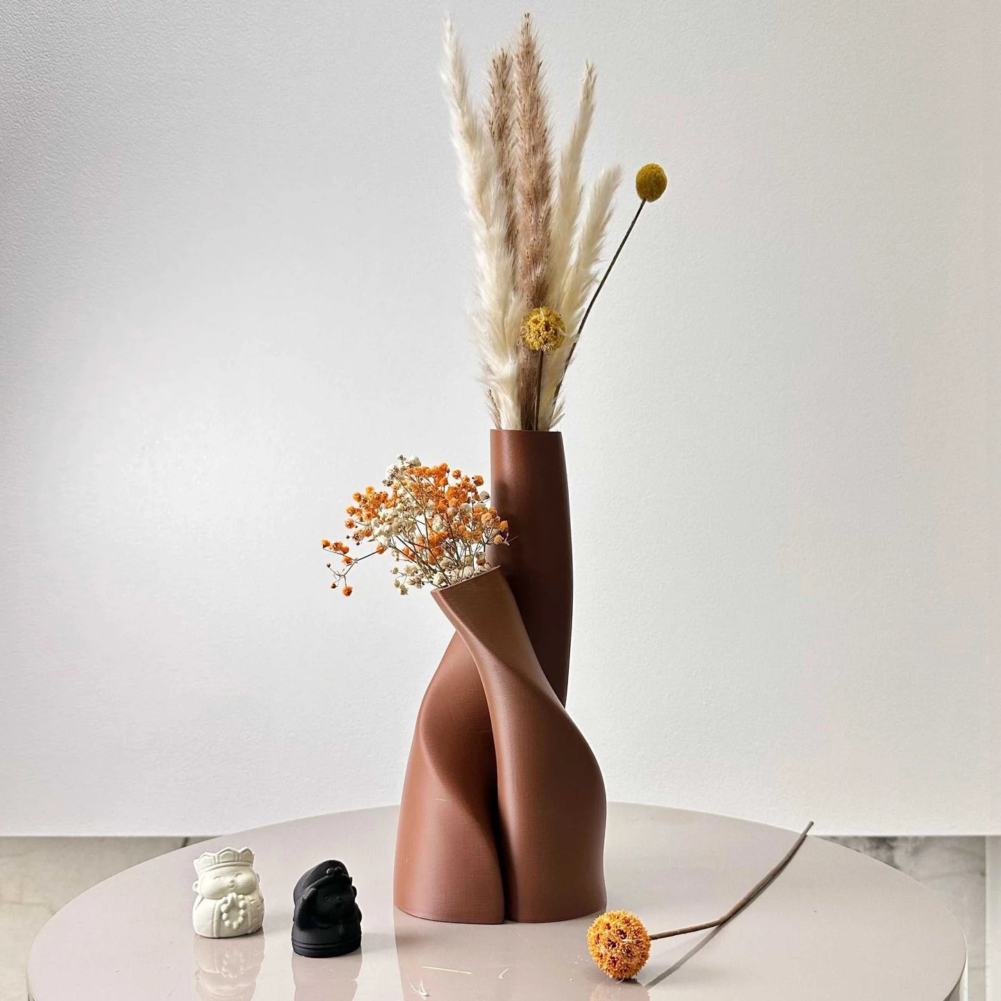 Huggie Plastic Double Vase Set of 2 - Creative Dried Flower Decor 14:193#black vase