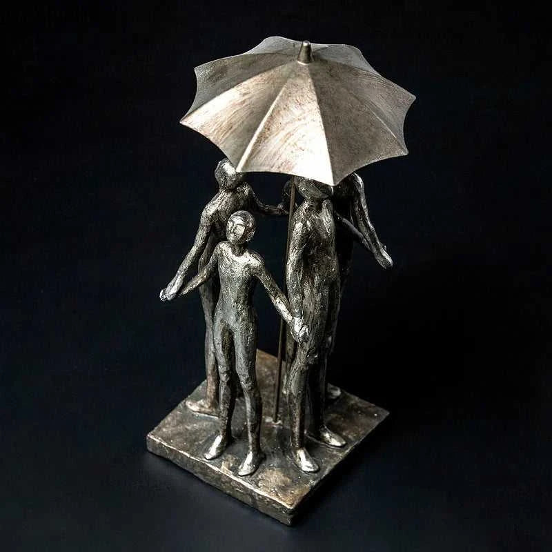 Family Figures Under Umbrella Statue Desk Decoration Ornaments Protector Abstract Character Resin Sculpture Room Aesthetic Decor 14:200006151#A sculptures