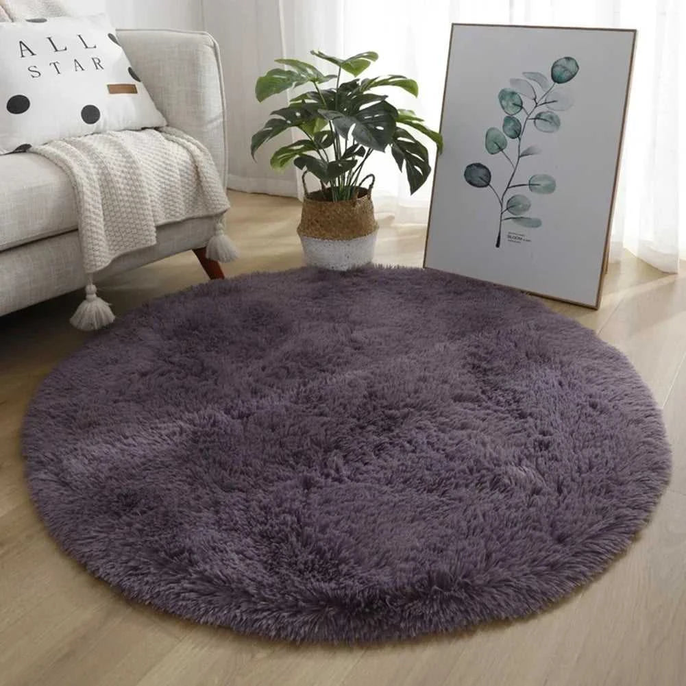 Kiddle Bubble Kiss Round Plush Rug 40cm - Soft Thick Pile Carpet 14:200002984#Purple 40cm;200007763:201336100 Rugs