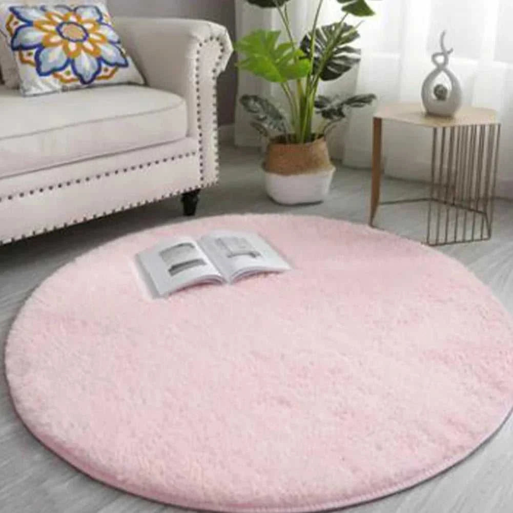 Kiddle Bubble Kiss Round Plush Rug 40cm - Soft Thick Pile Carpet 14:200002984#Purple 40cm;200007763:201336100 Rugs