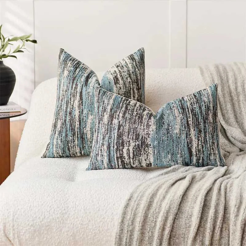 INS Style Jacquard Cushion Covers Chenille Striped Textured Pillow Case for Home Couch Bed Living Room Decor 14:193#Black;5:201298988#1pc 30X50cm Cushion Covers