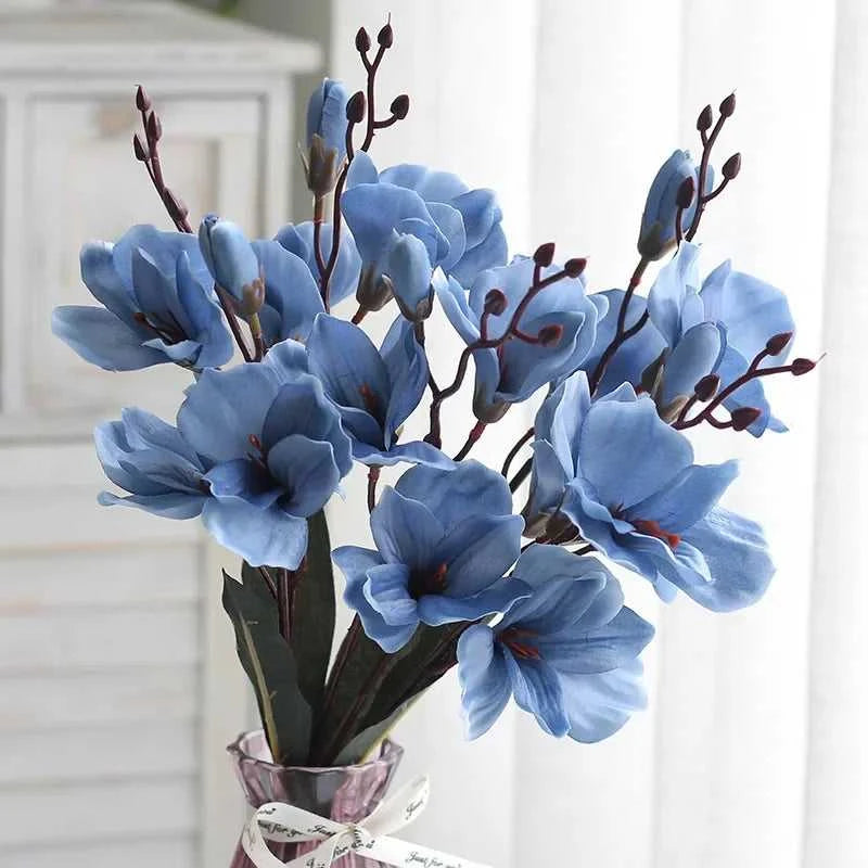 Magnolia Bouquet - 20 Heads Artificial Flowers for Wedding & Home Decor 14:365458#Red Artificial Flowers