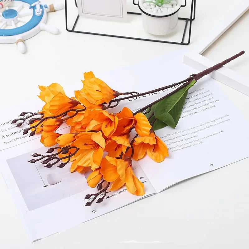 Magnolia Bouquet - 20 Heads Artificial Flowers for Wedding & Home Decor 14:365458#Red Artificial Flowers