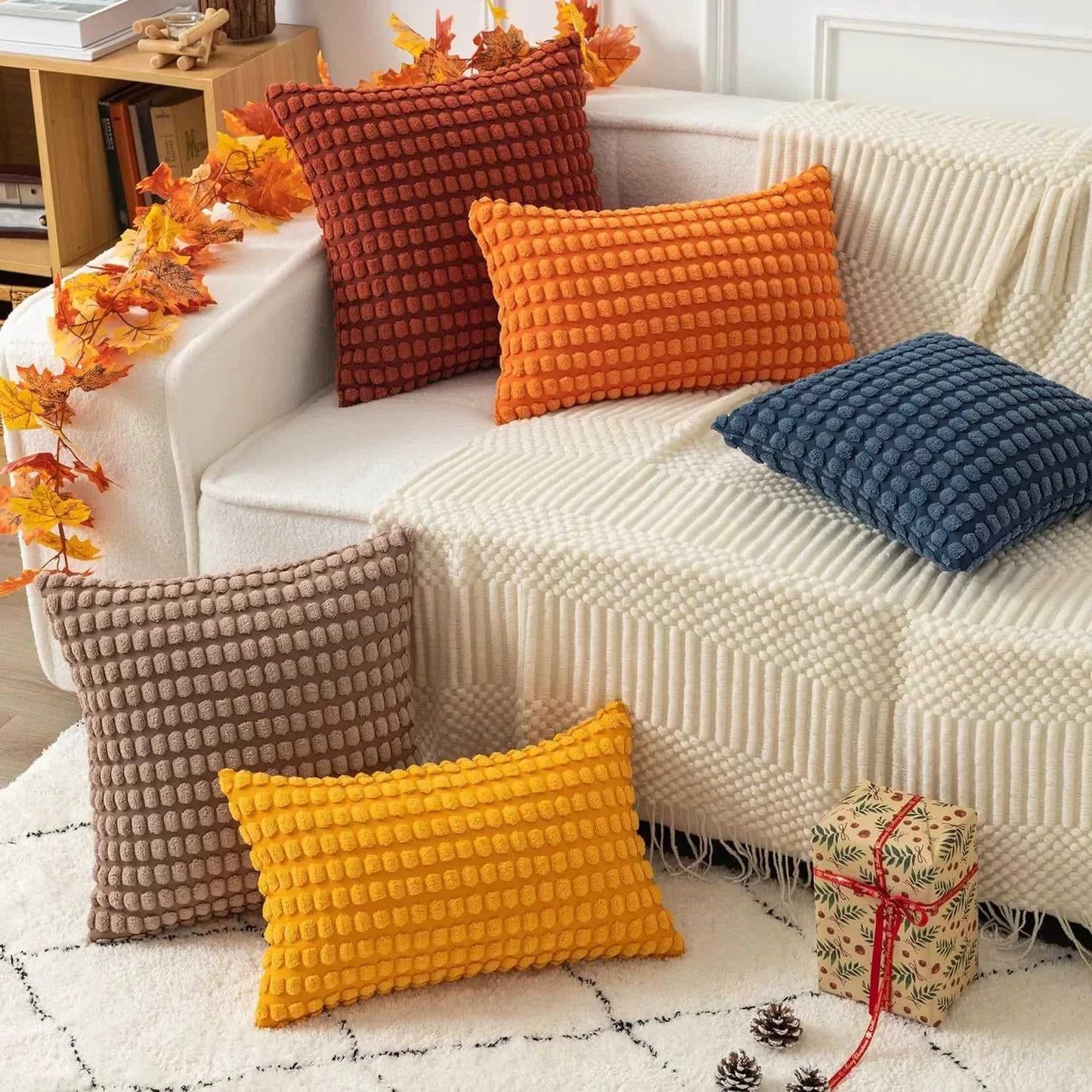 Malika Soft Plush Big Dot Cushion Cover - Solid Color Throw Pillow 14:200006151#grey;5:202949817#30x50cm Cushion Covers
