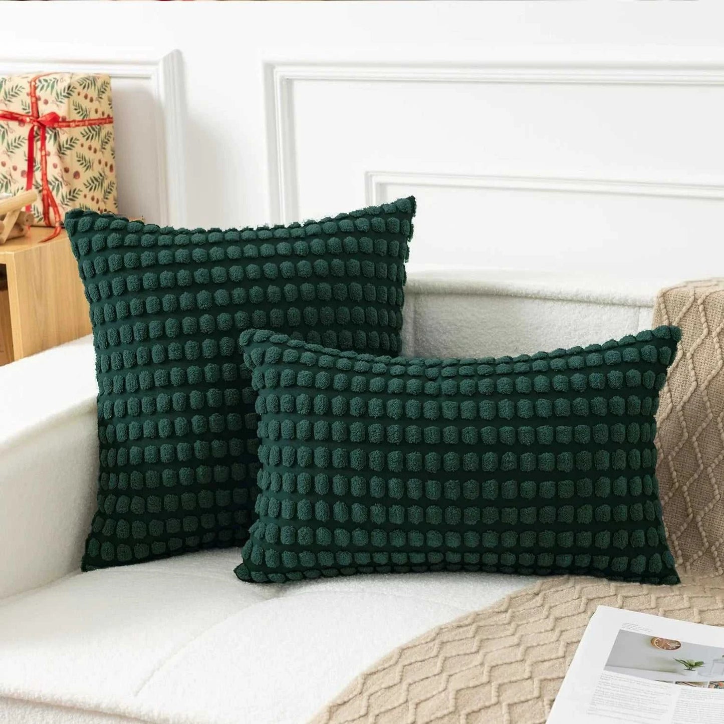 Malika Soft Plush Big Dot Cushion Cover - Solid Color Throw Pillow 14:200006151#grey;5:202949817#30x50cm Cushion Covers