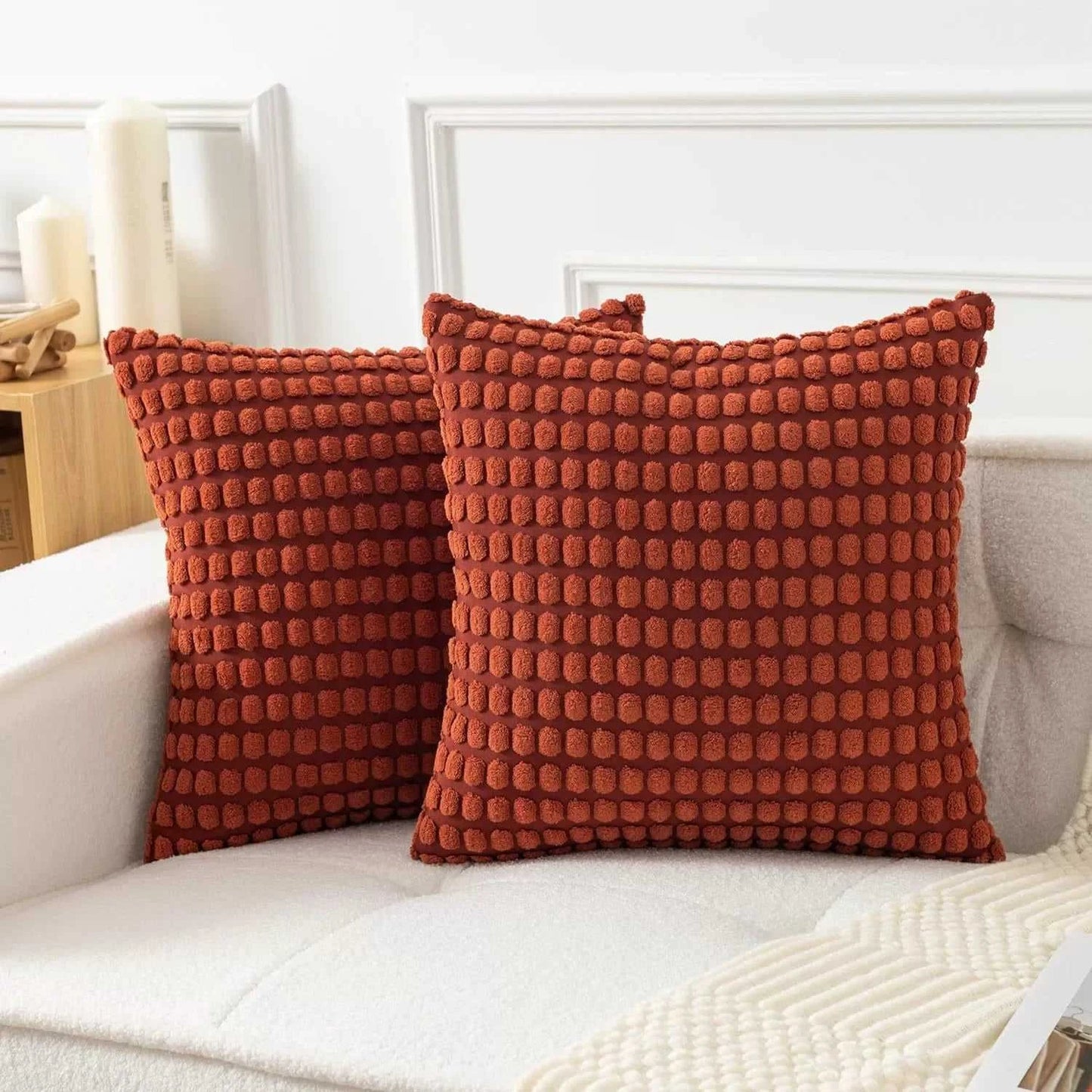 Malika Soft Plush Big Dot Cushion Cover - Solid Color Throw Pillow 14:200006151#grey;5:202949817#30x50cm Cushion Covers