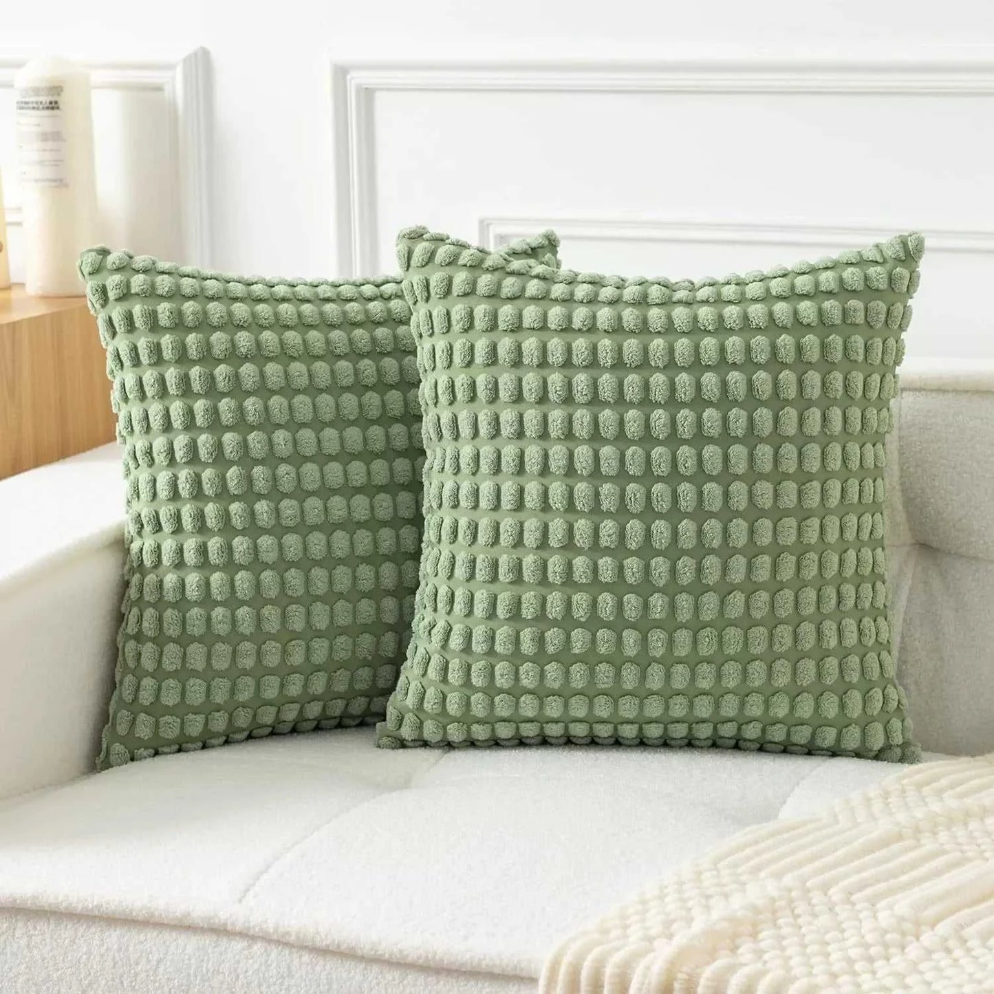 Malika Soft Plush Big Dot Cushion Cover - Solid Color Throw Pillow 14:200006151#grey;5:202949817#30x50cm Cushion Covers
