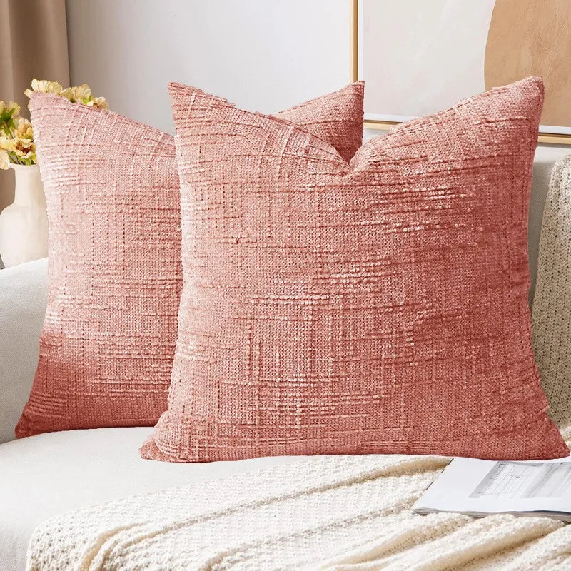 Malin Chenille Bamboo Texture Throw Pillow Cover - Solid Color Decorative Cushion 14:350853#brown red;5:202949817#30x50cm Cushion Covers
