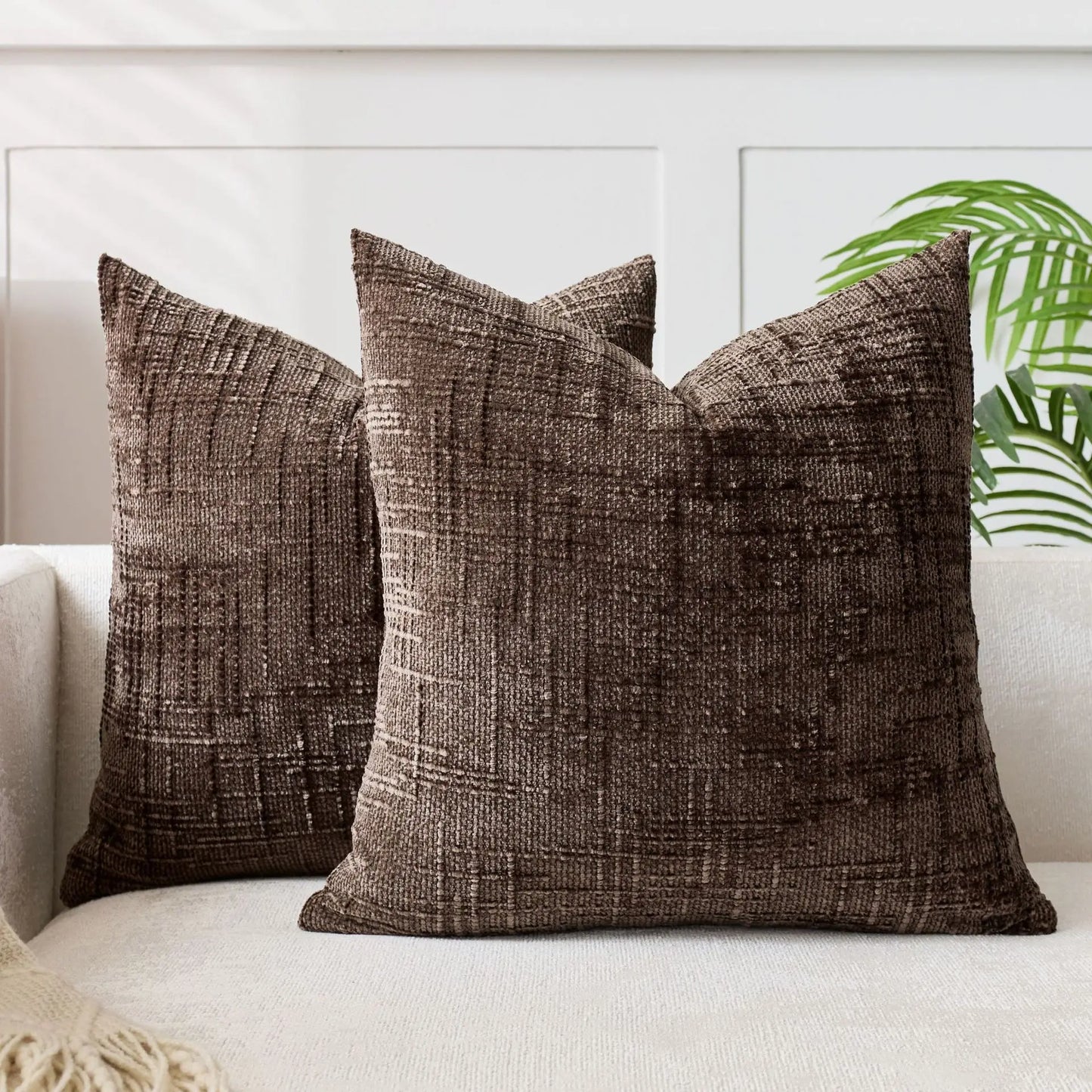 Malin Chenille Bamboo Texture Throw Pillow Cover - Solid Color Decorative Cushion 14:350853#brown red;5:202949817#30x50cm Cushion Covers