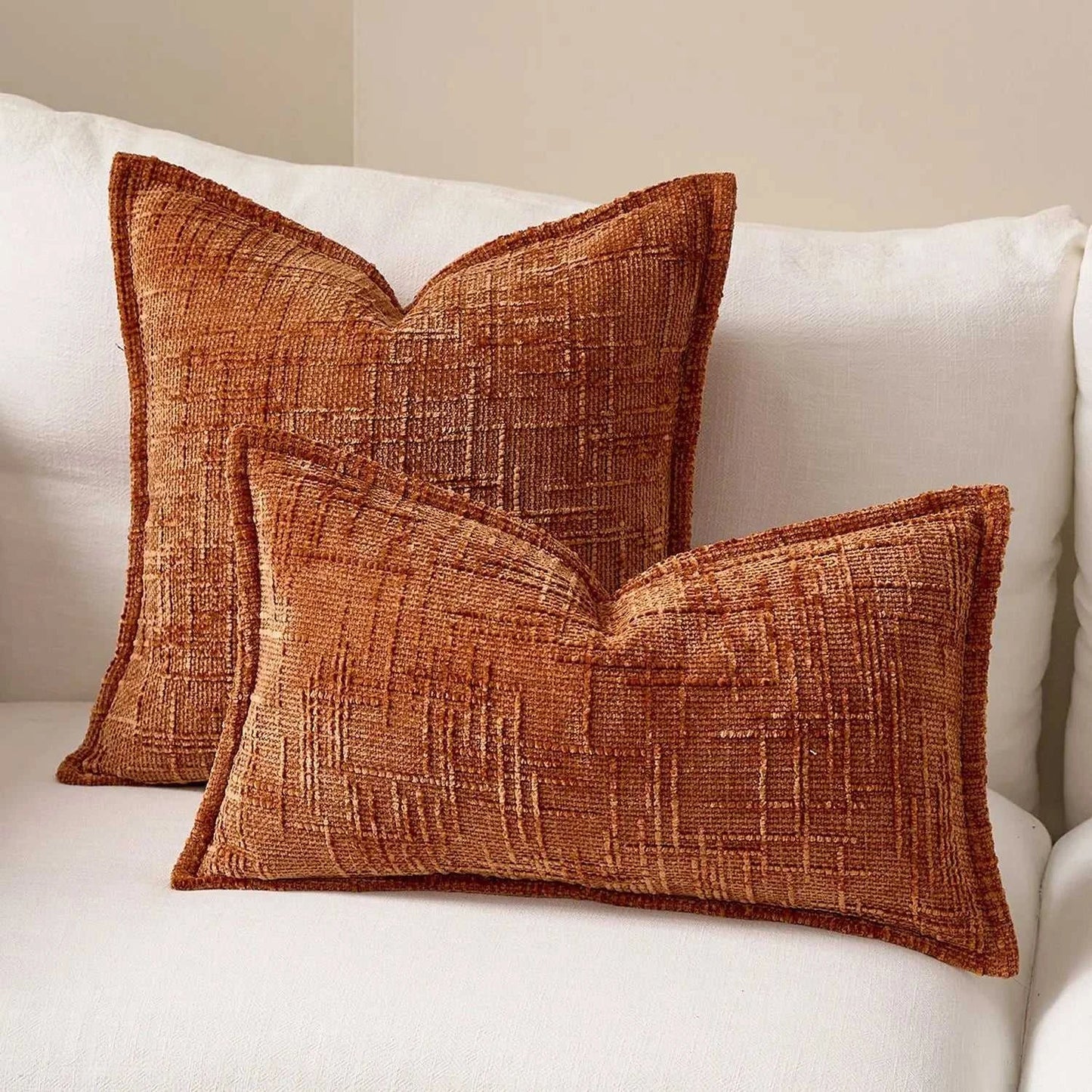 Masy Chenille Cushion Cover - Bamboo Yarn Textured Throw Pillow Case 14:10#Dark Grey;5:201298988#30x50cm Cushion Covers